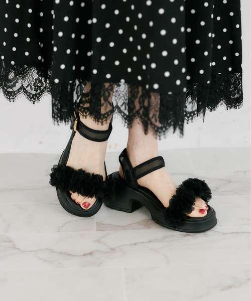 tocco closet（トッコ クローゼット） サンダル フラワーフリル付き