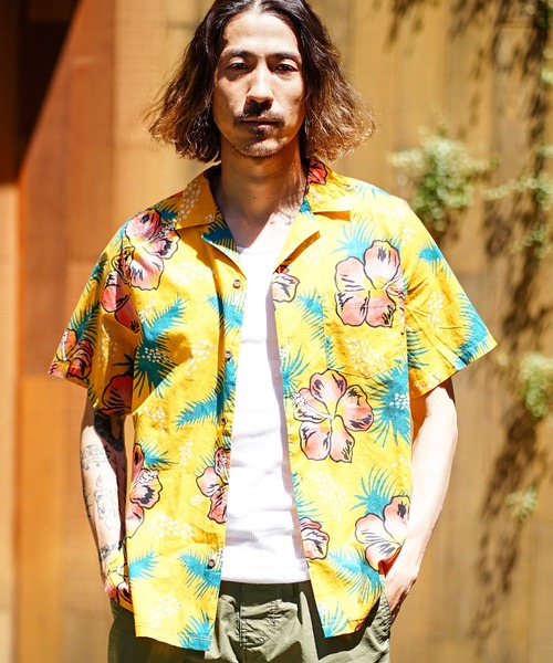 「BANKS」 「BANKS JOURNAL」半袖シャツ LARGE イエロー メンズ_画像5