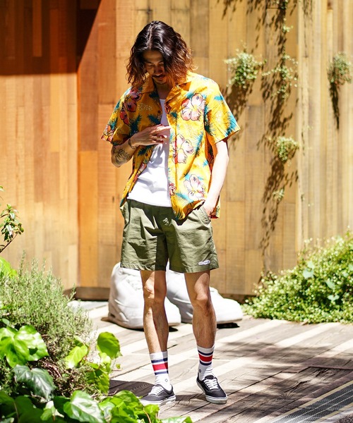 「BANKS」 「BANKS JOURNAL」半袖シャツ LARGE イエロー メンズ_画像8
