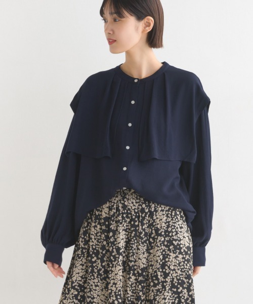 シャツ ブラウス 梨地 ケープデザインブラウス レディース : 59140730  