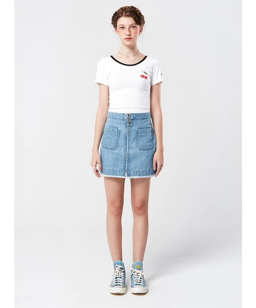 デニムスカート KIRSH CHERRY ZIPPER DENIM SKIRT/チェリー