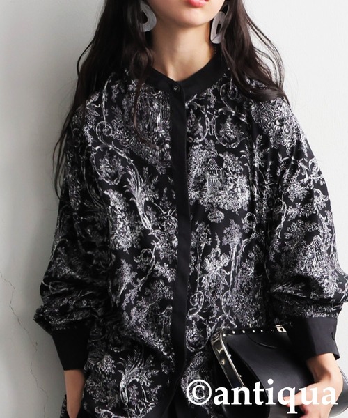 kuuuuu!様 antiqua（アンティカ） ブラウス シャツ トワルドジュイ柄シャツ