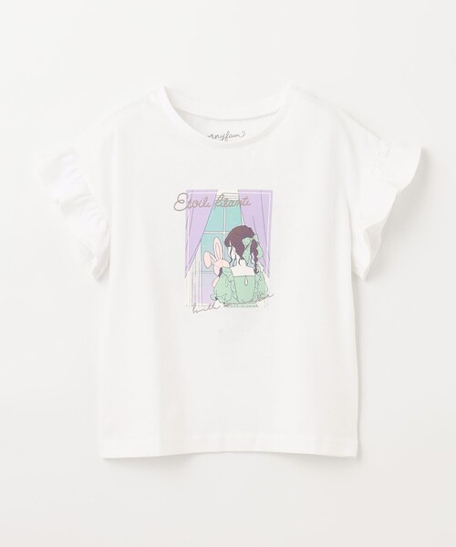 tシャツ Tシャツ 袖フリル エモプリント Tシャツ キッズ : 72861730  