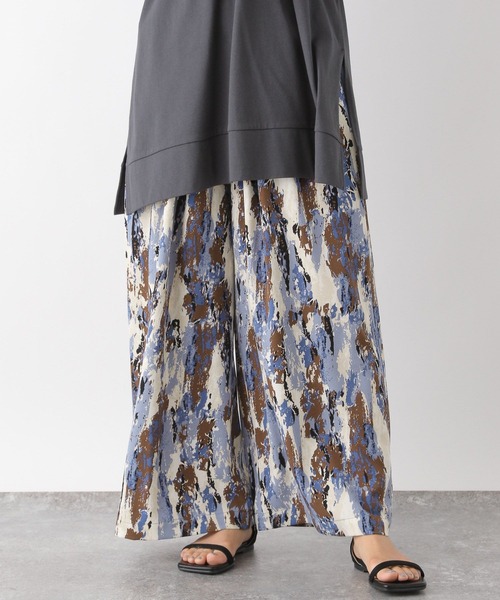 LEPSIM パンツ プリントギャザーワイドパンツ 974847 レディース