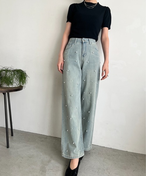 パール ルーズ デニムパンツ ワイドパンツ Amazon | [NOMSOCR] デニムパンツ レディース パール