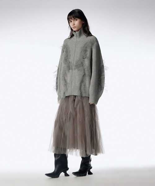 JNBY ニット 3D Tulle-embellished Zipped Cardigan レディース