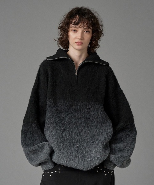 ONCILY セーター ニット HALF ZIP SHAGGY ASSORT VOLUME KNIT