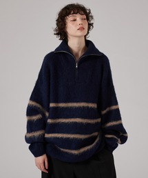 セーター ニット HALF ZIP SHAGGY BORDER KNIT / ハーフジップシャギーボーダーニット メンズ レディース｜ZOZOTOWN Yahoo!店