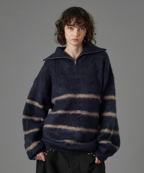 ONCILY（オンシェリー） セーター ニット HALF ZIP SHAGGY ASSORT