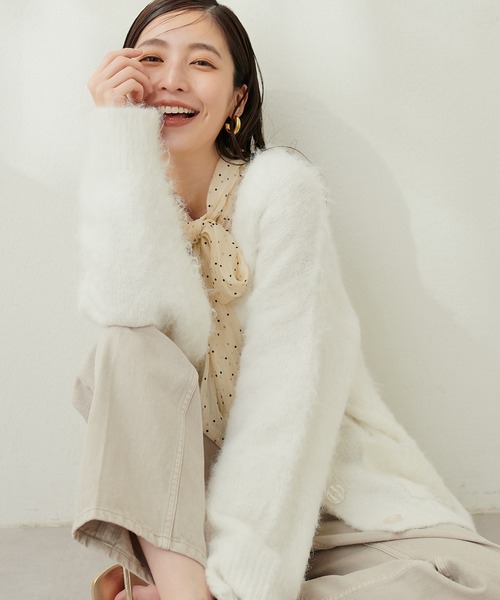 natural couture」 ニットカーディガン FREE オフホワイト レディース  