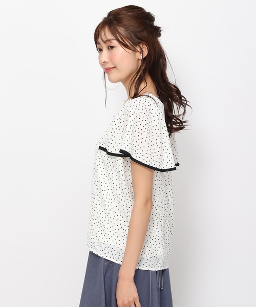 MISCH MASCH ブラウス シャツ 2024春夏新作配色フレア袖ブラウス