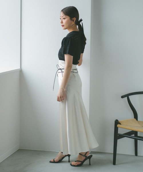 ECREL スカート ダブルベルトサテンバイアススカート : ZOZOTOWN Yahoo