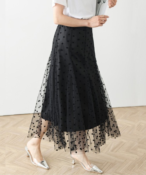 スカート ドットチュールフレアスカート : ZOZOTOWN Yahoo!店 - 通販  