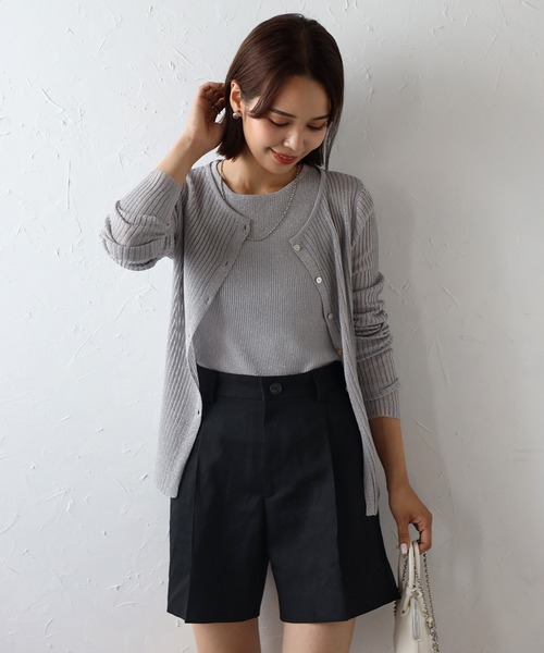 カーディガン ラメタンク×シアーカーデアンサンブルセット レディース Bonjour Sagan カーディガン ラメタンク×シアーカーデ