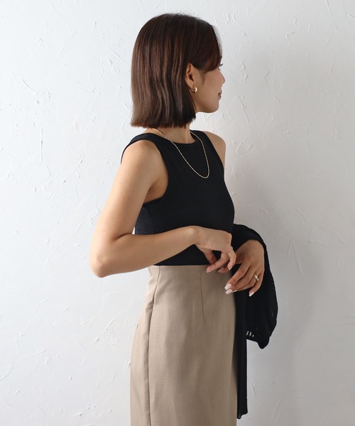 カーディガン ラメタンク×シアーカーデアンサンブルセット レディース Bonjour Sagan カーディガン ラメタンク×シアーカーデ