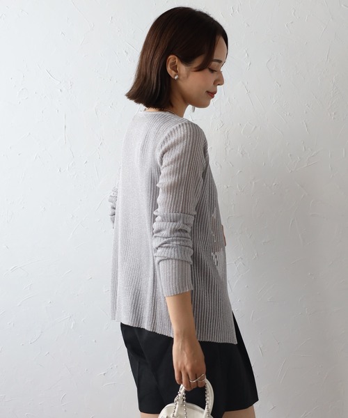 カーディガン ラメタンク×シアーカーデアンサンブルセット レディース Bonjour Sagan カーディガン ラメタンク×シアーカーデ