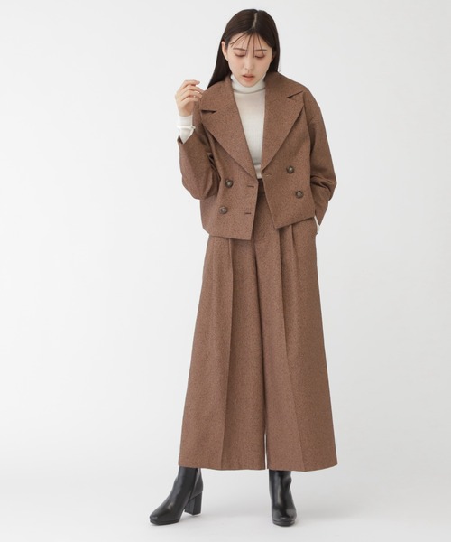 strata ネップツイードジャケットコート　ブラウンミックス JILL by STUART ジャケット テーラードジャケット ネップツイード