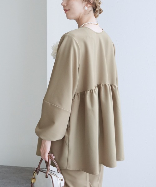 reca（レカ） スーツ ペプラムギャザーノーカラージャケット