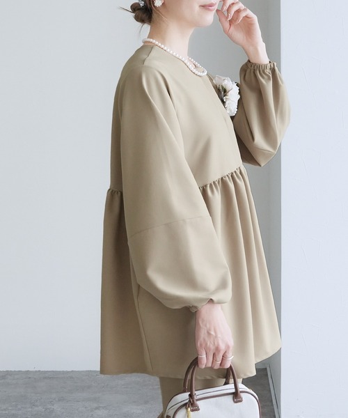 reca（レカ） スーツ ペプラムギャザーノーカラージャケット