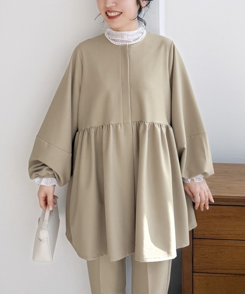 reca（レカ） スーツ ペプラムギャザーノーカラージャケット