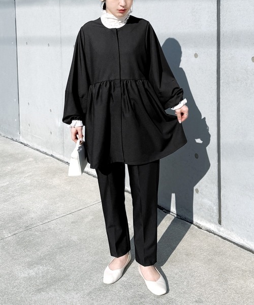 フランシュリッペ ノーカラーベロア調ジャケット（くまモチーフ） M 黒