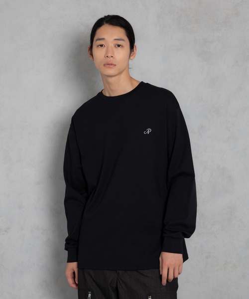 tシャツ ADAMPATEK/embroidered basics crewneck cutsew/刺繍入りルーズシルエットベーシックロングスリーブT