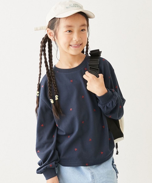 devirock（デビロック） tシャツ ハート総柄 長袖Tシャツ キッズ 子供