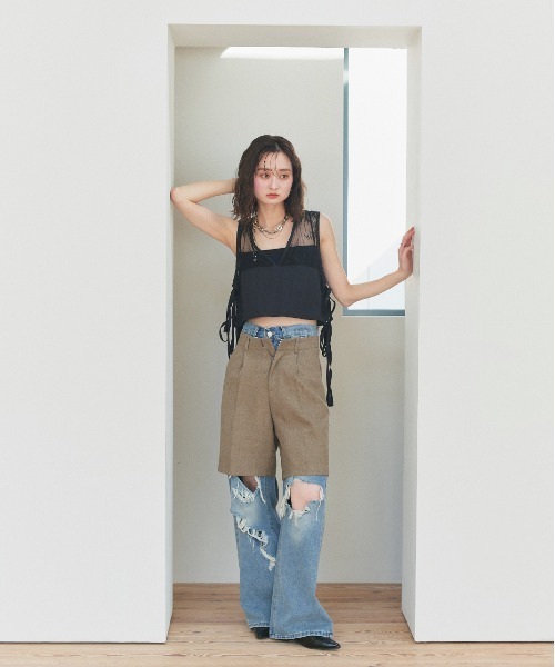 ad thie（アドティエ） ワイドパンツ ジーンズ デニム デニムパンツ