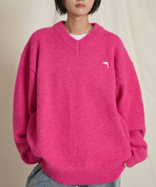 ニット セーター 「UNISEX」Wai Kei／イルカVネックニット レディース WaiKei ニット セーター 「UNISEX」Wai Kei／イルカVネック