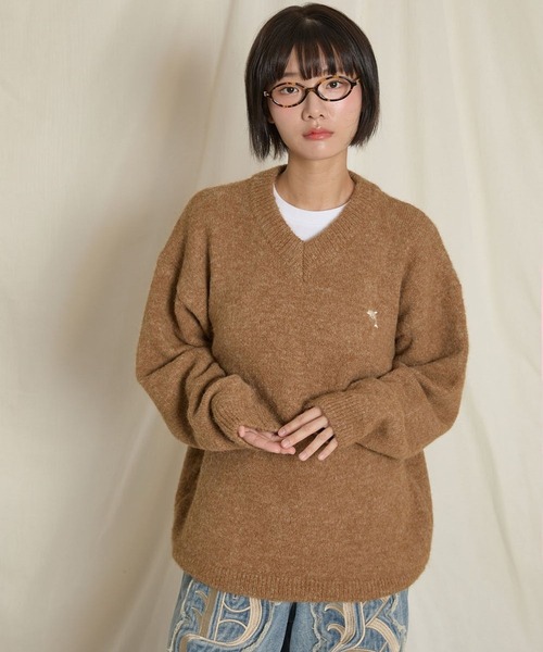 ニット セーター 「UNISEX」Wai Kei／イルカVネックニット レディース WaiKei ニット セーター 「UNISEX」Wai Kei／イルカVネック