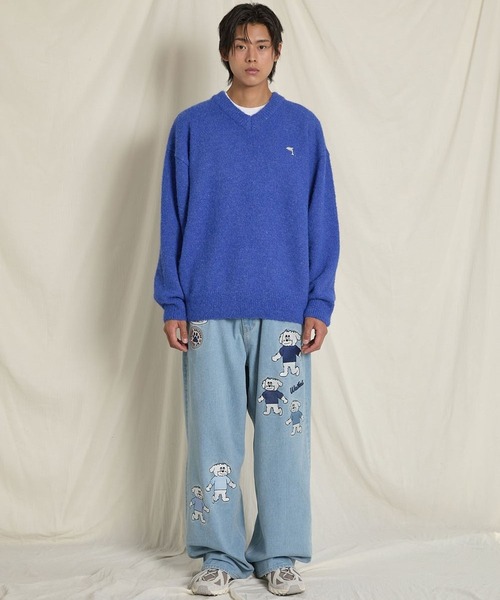 ニット セーター 「UNISEX」Wai Kei／イルカVネックニット レディース WaiKei ニット セーター 「UNISEX」Wai Kei／イルカVネック