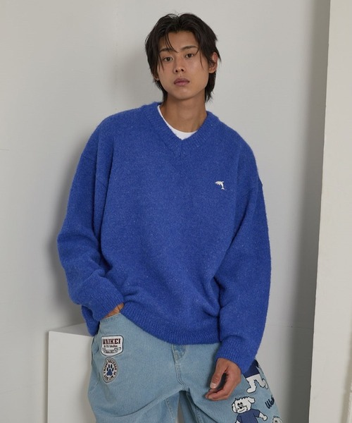 ニット セーター 「UNISEX」Wai Kei／イルカVネックニット レディース WaiKei ニット セーター 「UNISEX」Wai Kei／イルカVネック