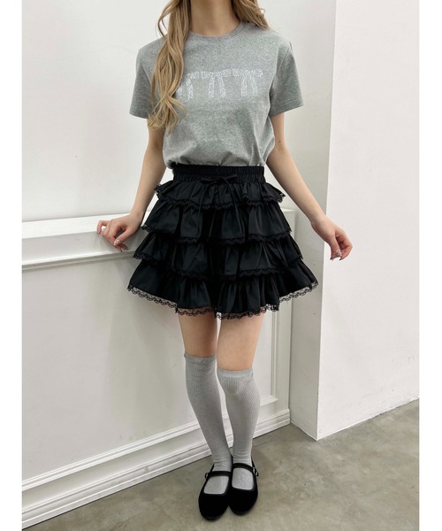 【THEAIRTOWN】ガーリーフリルストリングミニスカート♡ スカート 「PHILLY」ボリュームフリルレースミニスカート