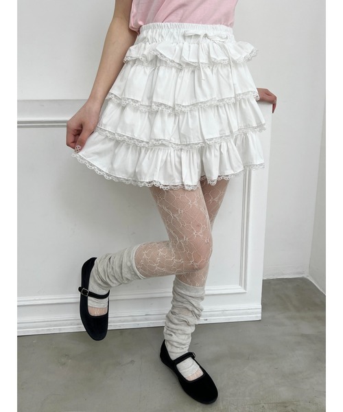 ボリュームレースミニスカート ボリュームレースフリルミニスカート – charme