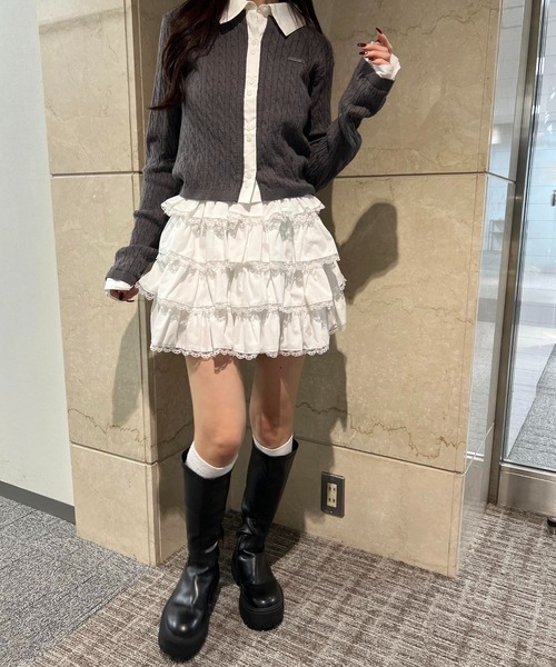 スカート 「PHILLY」ボリュームフリルレースミニスカート : ZOZOTOWN