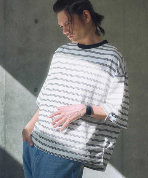tシャツ ADAMPATEK/rounded border short sleeve T/プリント入りラウンドボーダーTシャツ/AP2514011 レ ADAM PATEK tシャツ ADAMPATEK/rounded border short sleeve T