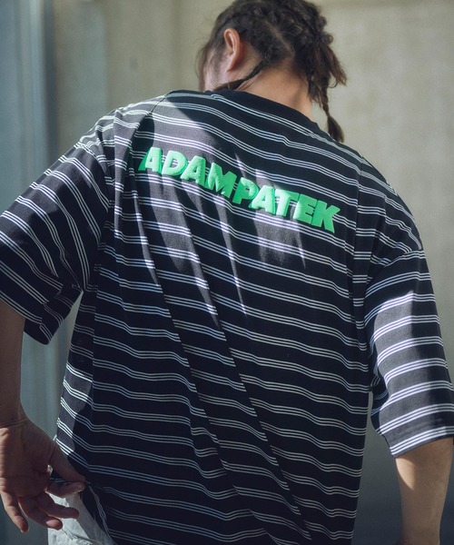 tシャツ ADAMPATEK/rounded border short sleeve T/プリント入りラウンドボーダーTシャツ/AP2514011 レ