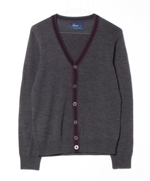 FRED PERRY（フレッドペリー） 刺繍ニットカーディガン X-SMALL グレー