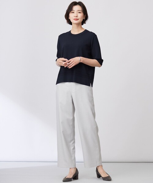 ニット セーター 「洗える」RAYON ELITE STRETCH ニットT レディース ニット セーター 「洗える」RAYON ELITE STRETCH クルーネック
