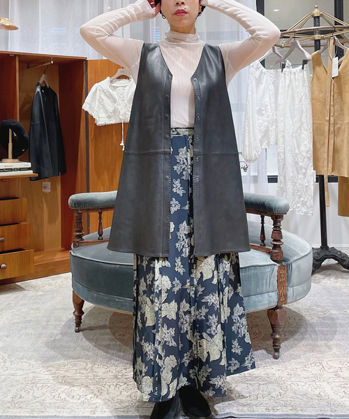 ベスト ジレ IENA LA BOUCLE レザー2WAY ベスト レディース
