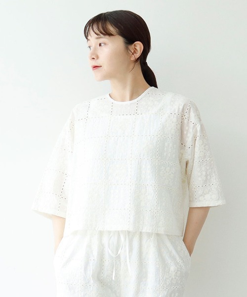 ブラウス シャツ eyelet embroidely haori ブラウス レディース