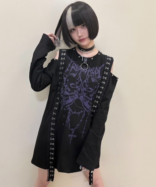 TricuSpiDet トライカスピッドシー レーブ 地雷系 NOVESSEL tシャツ 「TricuspidC/トライカスピッドシー」スカルプリント