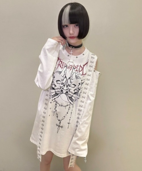 TricuSpiDet トライカスピッドシー レーブ 地雷系 NOVESSEL tシャツ 「TricuspidC/トライカスピッドシー」スカルプリント
