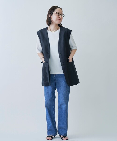 希少サイズ36 Drawer ツイードジレ　ベスト　ブラック極美品(大草直子様着 RONEL ベスト ジレ 「大草直子さんコラボ」AMARC(アマーク