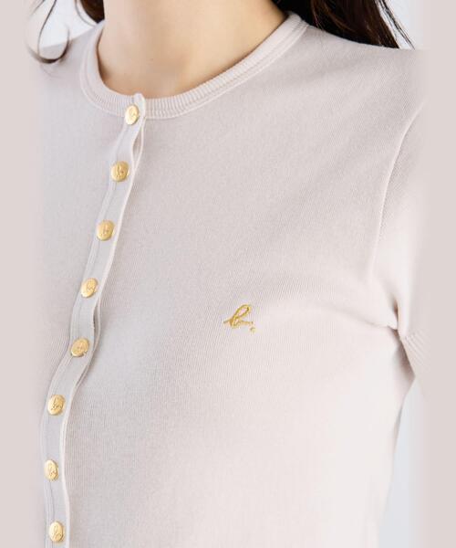 agnes b. カーディガン ”b.”ロゴ刺繍 コットンニット 半袖