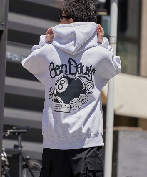 BEN DAVIS グレー フードパーカー BEN DAVIS 「BEN DAVIS」 プルオーバーパーカー X-LARGE ライト