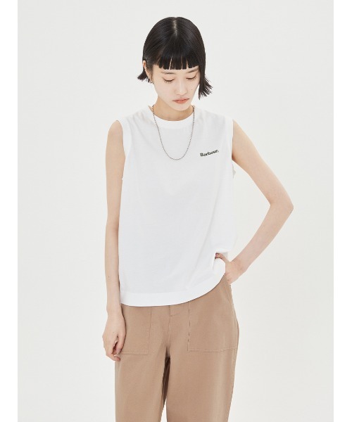 tシャツ JAPAN LIMITED” ワンポイント 刺繍 ノースリーブ Tシャツ レディース