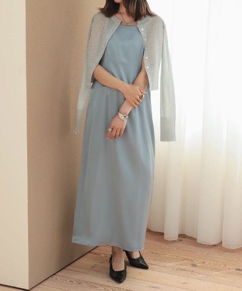 andresd サテンミニマルドレス マキシ丈　ブルー satin minimal dress / サテンミニマルドレス（ドレス
