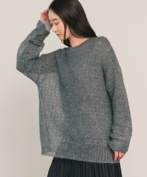 ニット セーター ADAWAS/アダワス SEMI-SHEER MOHAIR TOP メッシュニット レディース
