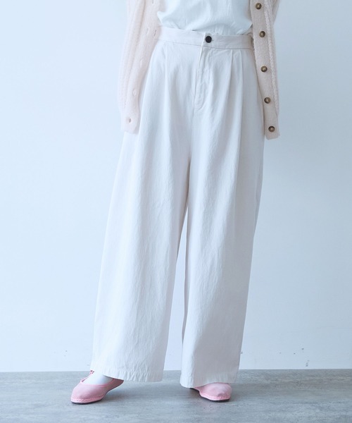 yuni パンツ 強撚コットン近江晒 ハイウエストコクーンパンツ